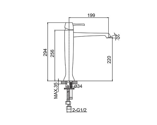 Смеситель для раковины с донным клапаном Caprigo Diamante 50-023-CRM хром