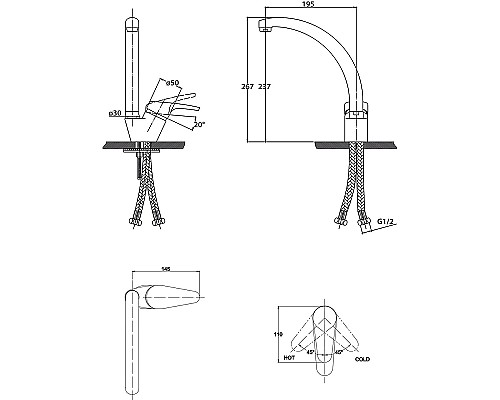 Смеситель для кухонной мойки KAISER County 55244-6