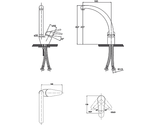 Смеситель для кухонной мойки KAISER County 55244-6