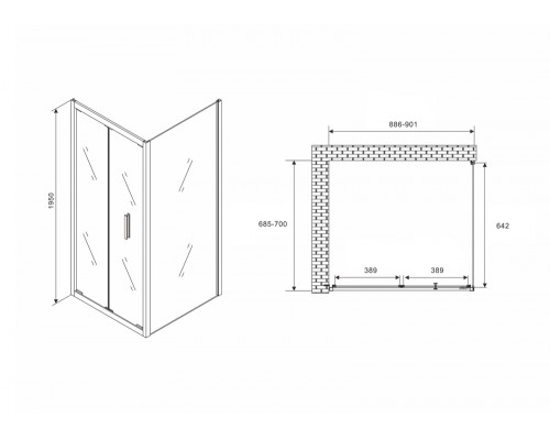 Душевой уголок Abber Sonnenstrand 90x70 профиль Хром стекло прозрачное