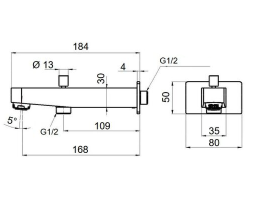 Излив для смесителя Remer 91DL Хром