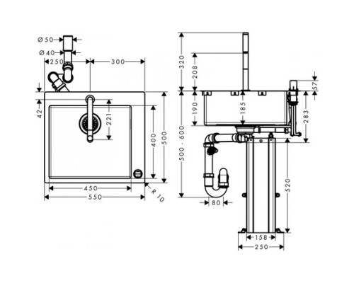 Кухонная мойка Hansgrohe C71-F450-06 со смесителем Хром