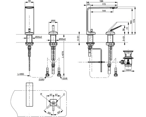 Смеситель для раковины Toto Neorest TLP02304R Хром