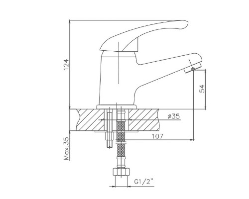 Смеситель для раковины Cron CN1003 Хром