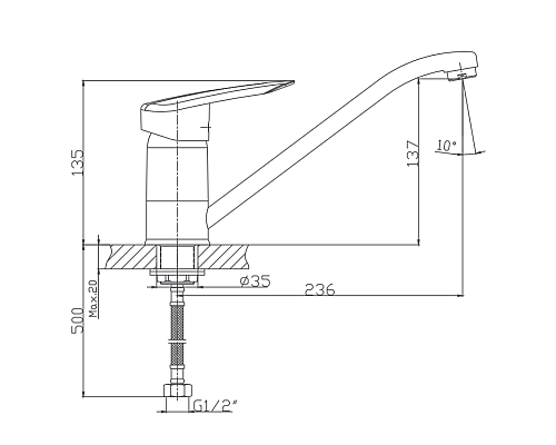 Смеситель для кухни Haiba HB4907 Хром