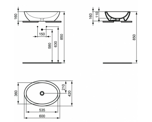 Раковина-чаша Ideal Standard Strada 60 K078401 Euro White