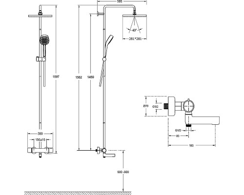 Душевая система Jacob Delafon Atom E26237-CP с термостатом Хром