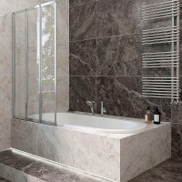 Шторка на ванну Veconi Palau 90 L профиль Хром стекло прозрачное