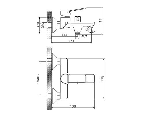 Смеситель для ванны Haiba HB60559 Хром