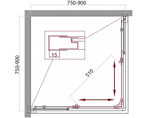 Душевой уголок BelBagno Unique 90х90 UNIQUE-A-2-75/90-P-Cr профиль Хром стекло рифленое