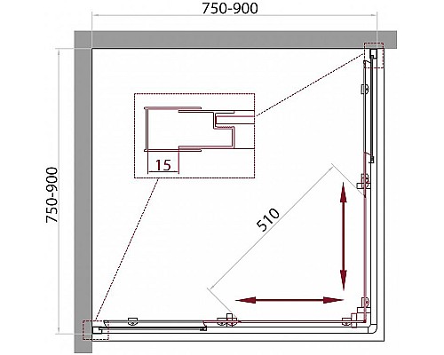 Душевой уголок BelBagno Unique 90х90 UNIQUE-A-2-75/90-P-Cr профиль Хром стекло рифленое