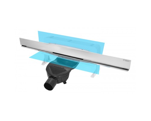 Душевой лоток BERGES WALL 600 пристенный хром глянец боковой