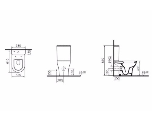 Унитаз компакт VitrA Zentrum 60 см
