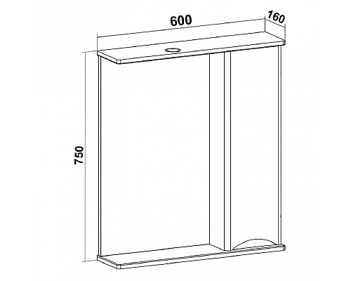 Зеркало со шкафом Runo Афина 60 R 00-00001171 с подсветкой Белое