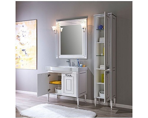 Зеркало Aquanet Паола 90 белый/серебро