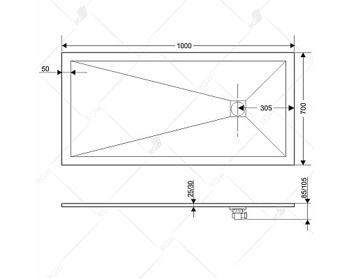 Душевой поддон из искусственного камня RGW Stone Tray ST-0167G 160x70 16152716-02 Графит