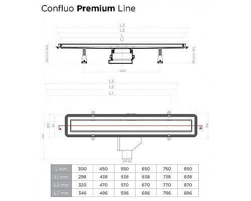 Душевой лоток Pestan Confluo Premium Line 450 13100002