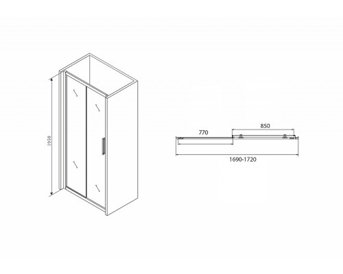 Душевая дверь Abber Schwarzer Diamant 170 AG30170BH профиль Черный стекло прозрачное