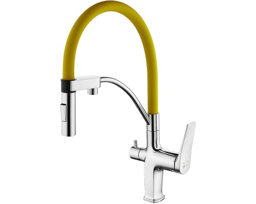 Смеситель для кухни Lemark Comfort Хром Желтый
