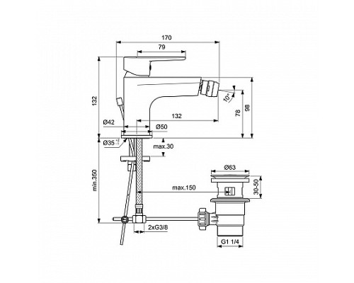Смеситель для биде Ideal Standard Cerafine Model O BC498AA Хром