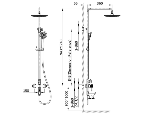 Душевая система Vincea Desire VSFS-1D1MB Черная матовая