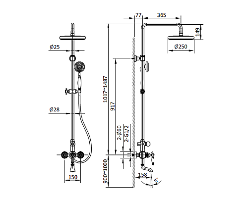 Душевая система AltroBagno Opera 030206 Or