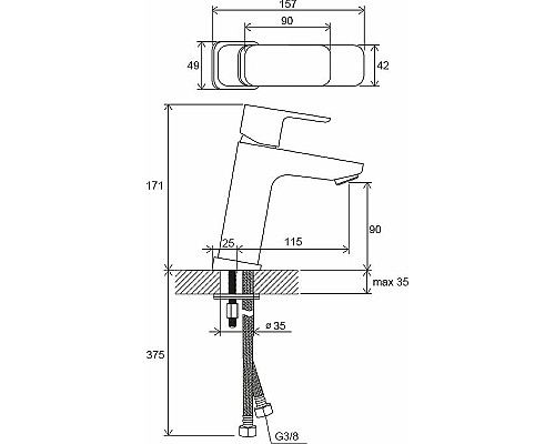 Смеситель для раковины Ravak 10° Free TD F 014.00 X070129 Хром