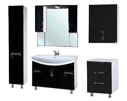 Тумба Bellezza Лагуна 50 4632106140043 Черная Белая