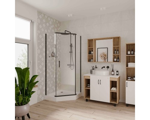 Душевой уголок Niagara Nova 100х100 NG-6834-08 BLACK профиль Черный стекло прозрачное