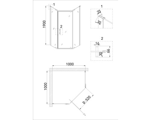 Душевой уголок Niagara Nova 100х100 NG-6834-08 BLACK профиль Черный стекло прозрачное