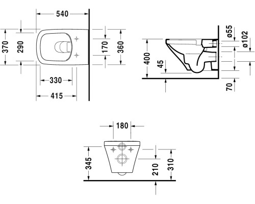 Унитаз Duravit 45510900A1 Rimless подвесной с сиденьем Микролифт