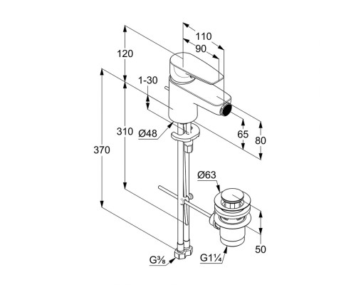 Однорычажный смеситель для биде Kludi Pure&Solid 342160575