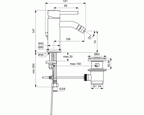 Смеситель для биде Ideal Standard Ceraline BC197AA Хром