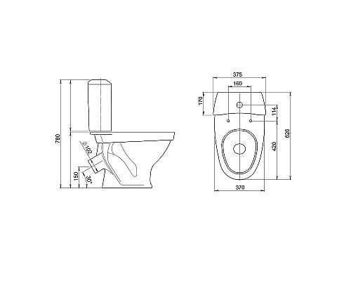 Унитаз компакт Santeri Вест 1.P201.8.S00.00B.F с бачком и сиденьем