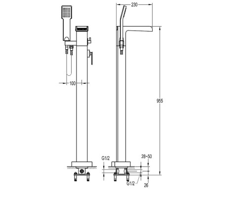 Смеситель для ванны Omnires Cascade CA4033CR Хром