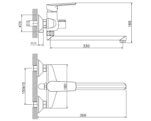 Смеситель для ванны Haiba HB22198 универсальный Хром