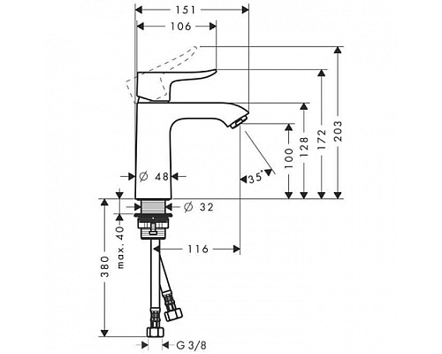 Смеситель для раковины Hansgrohe Metris однорычажный 31204000