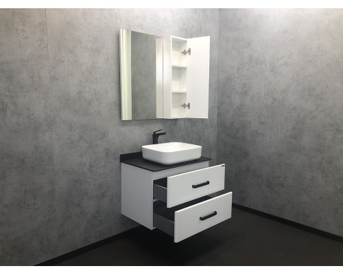 Зеркало со шкафом Comforty Амстердам 75 Белый глянец