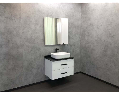 Зеркало со шкафом Comforty Амстердам 75 Белый глянец