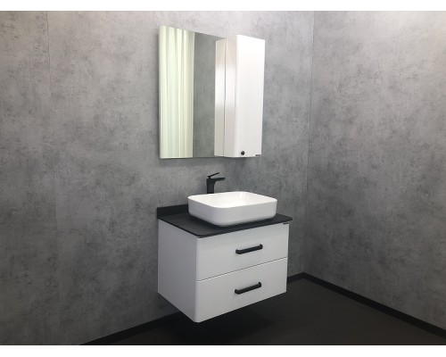 Зеркало со шкафом Comforty Амстердам 75 Белый глянец