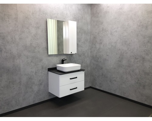 Зеркало со шкафом Comforty Амстердам 75 Белый глянец