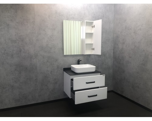 Зеркало со шкафом Comforty Амстердам 75 Белый глянец