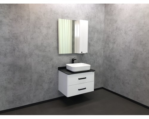 Зеркало со шкафом Comforty Амстердам 75 Белый глянец