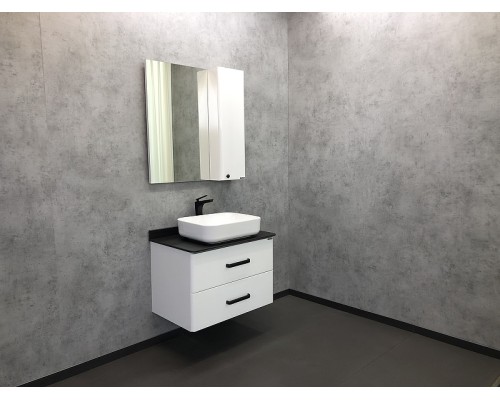 Зеркало со шкафом Comforty Амстердам 75 Белый глянец
