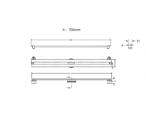 Душевой лоток BERGES SUPER Slim 700 матовый хром боковой