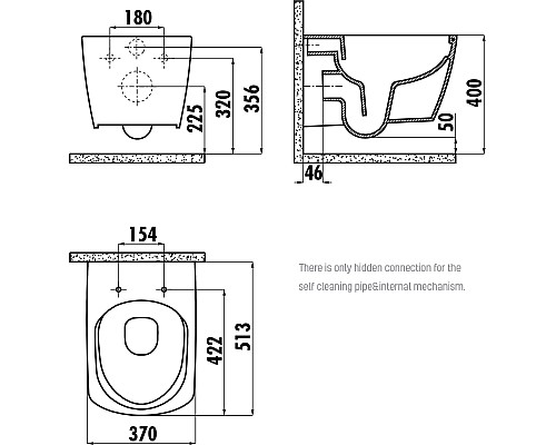 Унитаз биде Creavit Elegant EG321-00CB00E-0000 подвесной Белый без сиденья