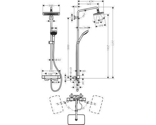 Душевая система для душа Hansgrohe Croma E с термостатом хром 27660000