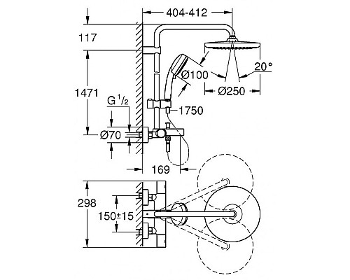 Душевая система Grohe Tempesta Cosmopolitan 26672000 с термостатом Хром