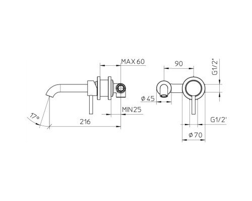 Смеситель для раковины Bossini Oki Z005302.073 Черный матовый