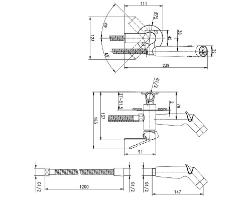 Гигиенический душ со смесителем Cersanit Brasko 64102 Хром